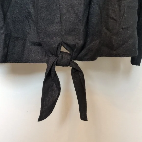 NEW Womens 4X Linen Blend Black Tie Front Summer Top Ava & Viv Short Sleeve 🌞 - Picture 3 of 10